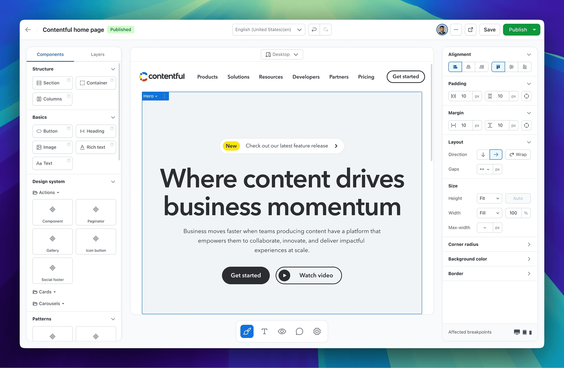 Vision prototype connecting visual creation and structured content editing
