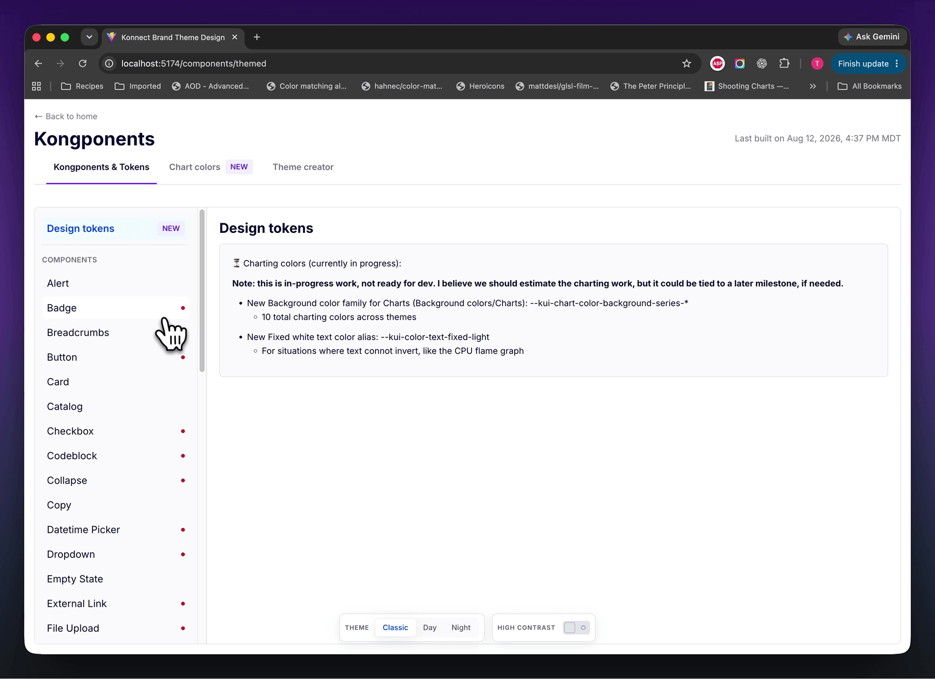 Design system component preview across themes