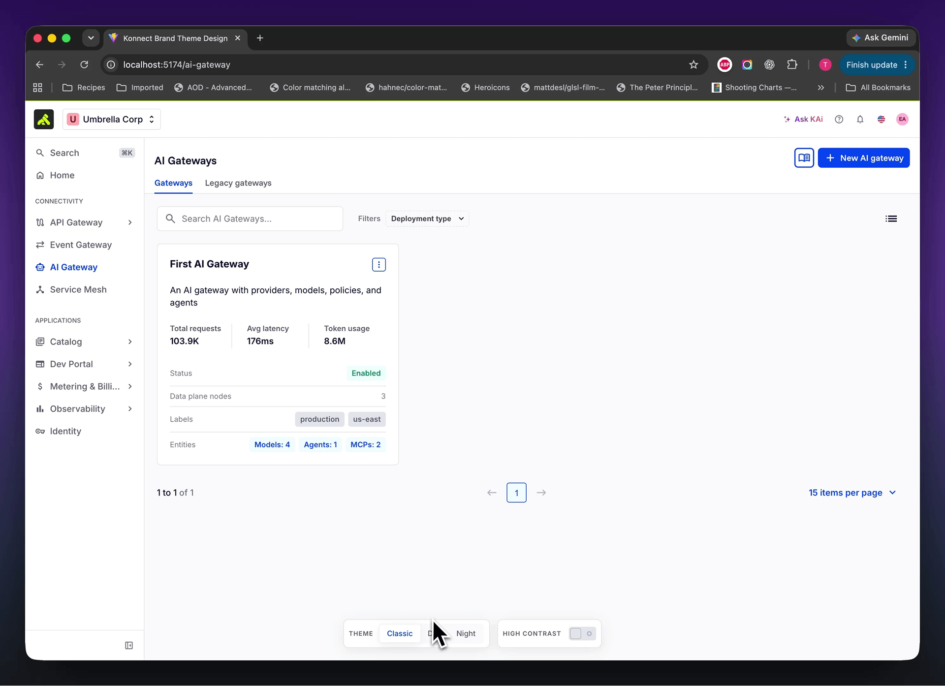Previewing Kong themes on coded components