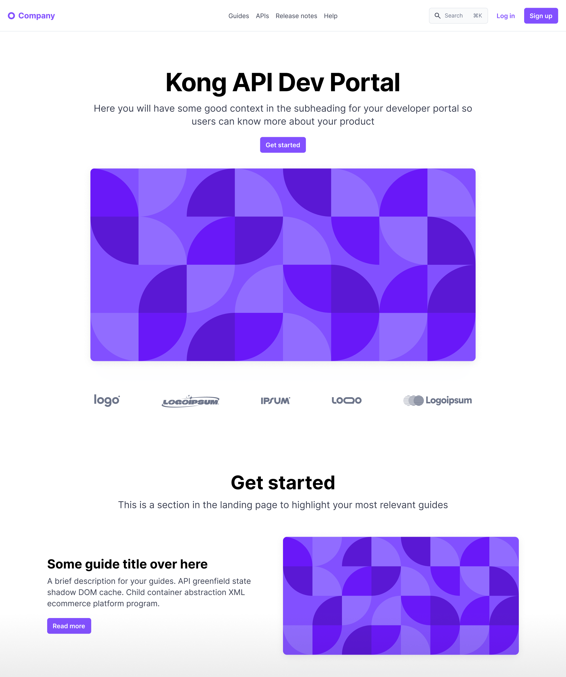 Published developer portal home page